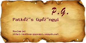 Patkós Gyöngyi névjegykártya